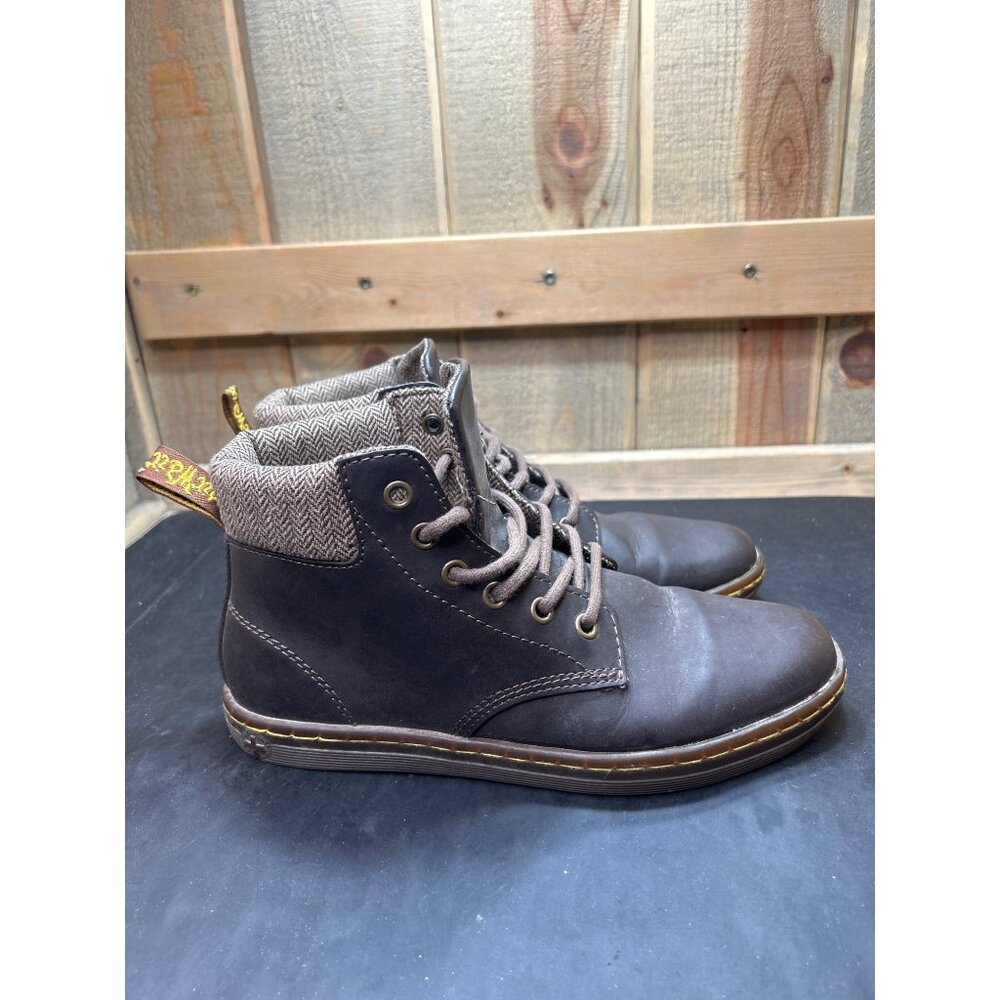 Dr. Martens Womens Brown Leather Herringbone Collar Lace-Up Boots Size 7 EU38